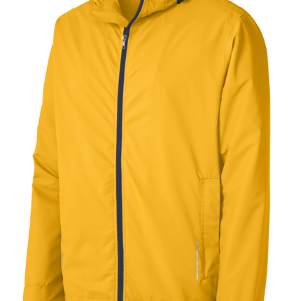 yellow rain jacket print view